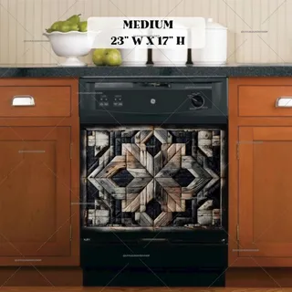 Preview of Dark Farmhouse Barn Wood Quilt Tiles magnet in Medium size.