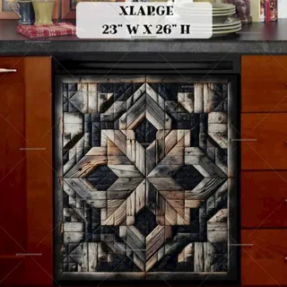 Preview of Dark Farmhouse Barn Wood Quilt Tiles magnet in Extra Large size.