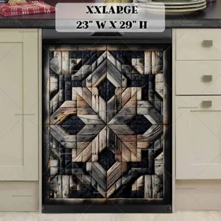 Preview of Dark Farmhouse Barn Wood Quilt Tiles magnet in XX Large size.