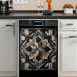 Preview of Dark Farmhouse Barn Wood Quilt Tiles magnet.