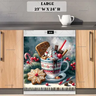 Preview of Christmas Hot Chocolate and Cookies magnet in Large size.