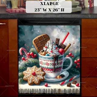 Preview of Christmas Hot Chocolate and Cookies magnet in Extra Large size.