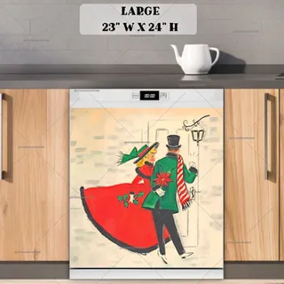 Preview of Vintage Christmas Couple magnet in Large size.