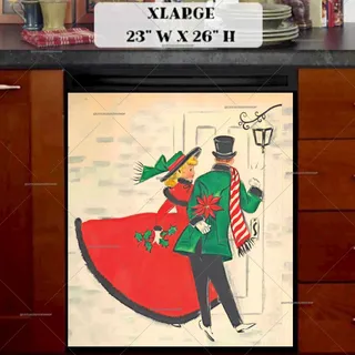 Preview of Vintage Christmas Couple magnet in Extra Large size.