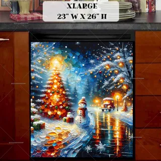 Preview of Christmas Road with Snowman magnet in Extra Large size.