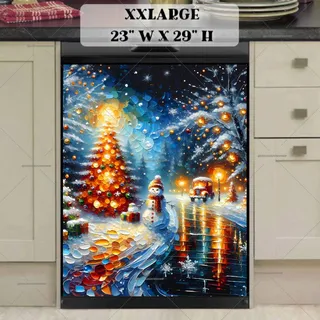 Preview of Christmas Road with Snowman magnet in XX Large size.