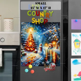 Preview of Christmas Road with Snowman magnet in Small size.