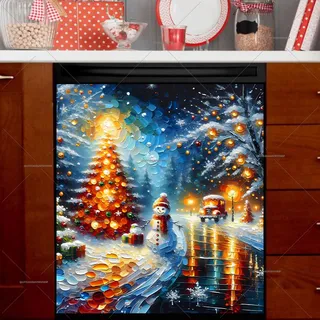 Preview of Christmas Road with Snowman magnet.