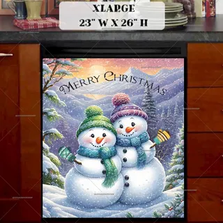 Preview of Snowman Couple Greeting magnet in Extra Large size.