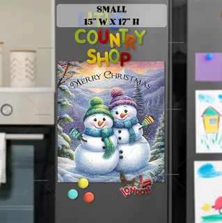 Preview of Snowman Couple Greeting magnet in Small size.