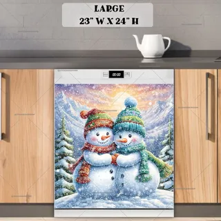 Preview of Cute Snowman Couple magnet in Large size.