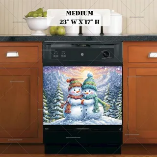 Preview of Cute Snowman Couple magnet in Medium size.