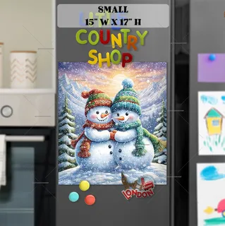 Preview of Cute Snowman Couple magnet in Small size.