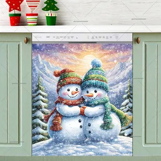 Preview of Cute Snowman Couple magnet.