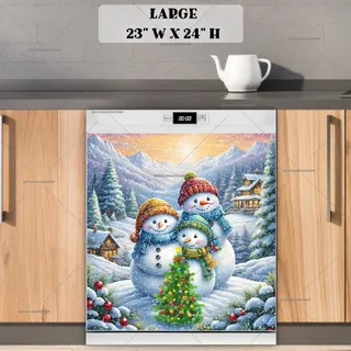 Preview of Snowman Family Christmas magnet in Large size.