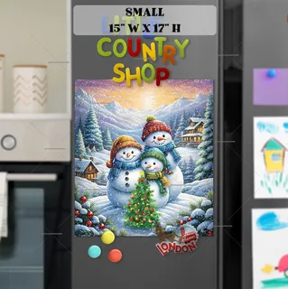 Preview of Snowman Family Christmas magnet in Small size.
