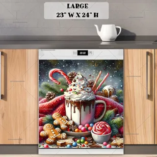 Preview of Hot Chocolate and Gingerbread Men magnet in Large size.