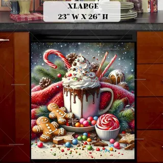 Preview of Hot Chocolate and Gingerbread Men magnet in Extra Large size.