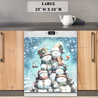 Preview of Cute Stacked Snowmen magnet in Large size.