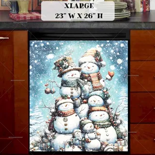 Preview of Cute Stacked Snowmen magnet in Extra Large size.