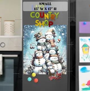 Preview of Cute Stacked Snowmen magnet in Small size.
