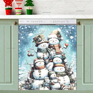 Preview of Cute Stacked Snowmen magnet.