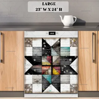 Preview of Rustic Farmhouse Barn Wood Flower Quilt magnet in Large size.