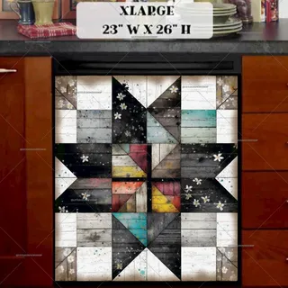 Preview of Rustic Farmhouse Barn Wood Flower Quilt magnet in Extra Large size.
