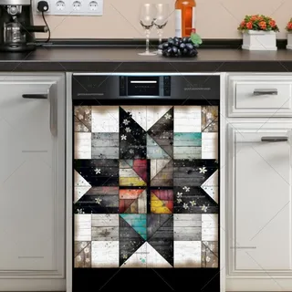 Preview of Rustic Farmhouse Barn Wood Flower Quilt magnet.