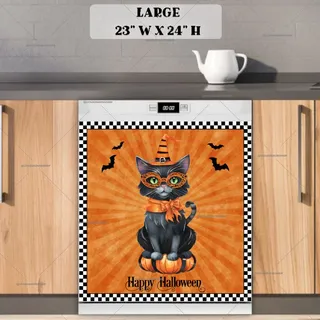Preview of Vintage Halloween Cat magnet in Large size.