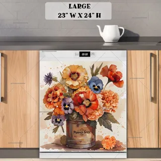 Preview of Pumpkin Spice Can with Flowers magnet in Large size.