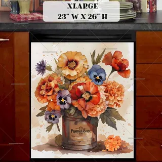 Preview of Pumpkin Spice Can with Flowers magnet in Extra Large size.