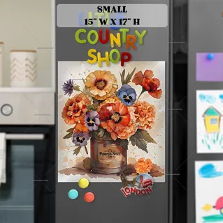 Preview of Pumpkin Spice Can with Flowers magnet in Small size.