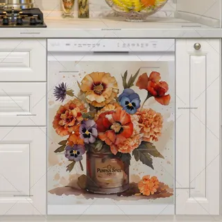 Preview of Pumpkin Spice Can with Flowers magnet.