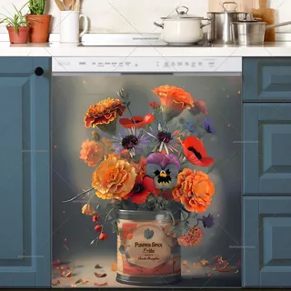 Preview of Pumpkin Spice Latte Can with Flowers magnet.