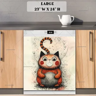 Preview of Cute Whimsical Kitten magnet in Large size.