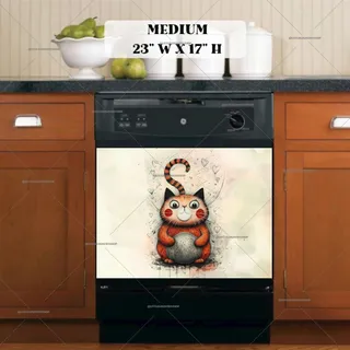Preview of Cute Whimsical Kitten magnet in Medium size.