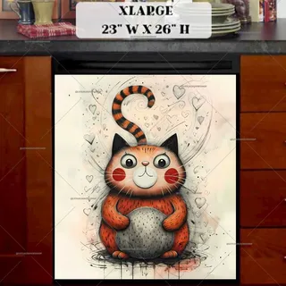 Preview of Cute Whimsical Kitten magnet in Extra Large size.