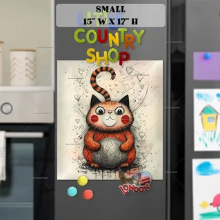 Preview of Cute Whimsical Kitten magnet in Small size.