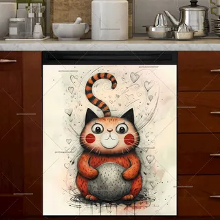Preview of Cute Whimsical Kitten magnet.