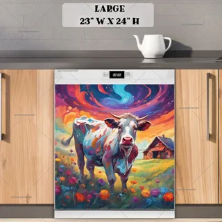 Preview of Colorful Farmhouse Cow magnet in Large size.