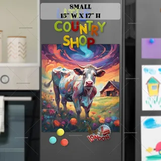 Preview of Colorful Farmhouse Cow magnet in Small size.