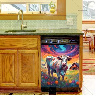 Preview of Colorful Farmhouse Cow magnet.