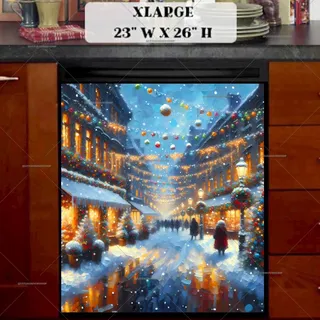 Preview of Christmas Street in the City magnet in Extra Large size.