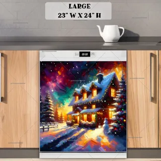 Preview of Christmas Night at the Farmhouse magnet in Large size.