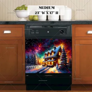 Preview of Christmas Night at the Farmhouse magnet in Medium size.
