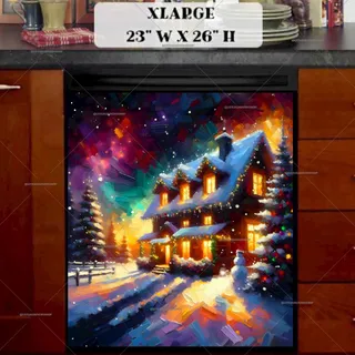 Preview of Christmas Night at the Farmhouse magnet in Extra Large size.