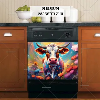 Preview of Colorful Farmhouse Cow Portrait magnet in Medium size.