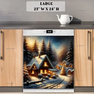 Preview of Country Christmas Cottages magnet in Large size.
