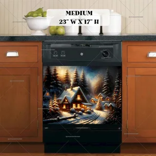 Preview of Country Christmas Cottages magnet in Medium size.